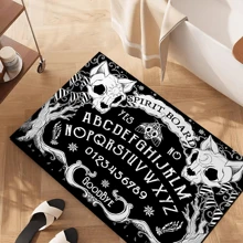1pc Cat Skull Pattern Anti-Slip Diatomite Carpet, 3D Printed Rectangular Rug For Entryway, Living Room, Kitchen, Bedroom, Hallway, Bathroom, Laundry Room - Polyester Carpet For Indoor Outdoor Home Decor