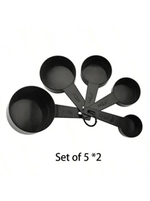 Juego de 5/10 piezas de taza medidora de PP con cuchara medidora graduada, taza medidora de alimentos y café, cuchara medidora de especias y harina, utensilios de pesaje y medición para hornear, accesorios de cocina
