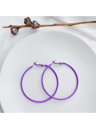 1 Pair Fashionable Chic Versatile Popular Minimalist Purple Hoop Earrings, Suitable For Parties, Dates And Daily Wear