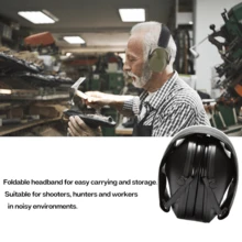 1 件黑色戶外競技射擊俱樂部防噪音耳罩 Cs 目標降噪隔音頭戴式耳機折疊皮革伸縮彈性耳罩 - 黑色 - 查看 3