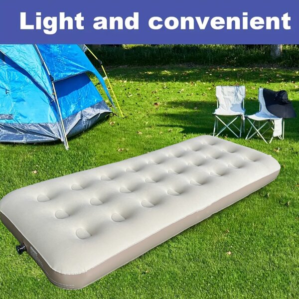 1pc Inflatable Single Outdoor Air Mattress, Suitable For Camping, Picnic, Holidays, Camping Essentials
