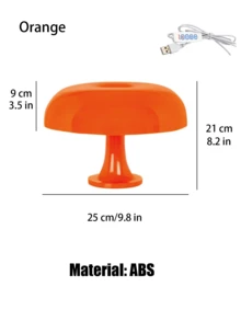 LED Bedside Mushroom Table Lamp, Orange/White USB Plug, Tri-Colour Dimming Suitable For Living Room, Dining Room Ambient Decorative Lamp, Diameter 25CM, Eye-Care Night Light - Mushroom Lamp - View 14