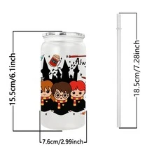 1pc 16oz Creative Multiple Pattern Harry Potter Frosted Plastic Tumbler Cup - Multicolor - View 2