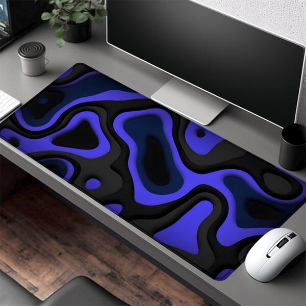 1 pieza Alfombrilla de ratón con diseño de olas 3D, estética artística, tapete de escritorio de 35.4x15.7 pulgadas, accesorios de escritorio de oficina con base de goma y borde cosido, antideslizante, para decoración de oficina y hogar, como regalo para mujeres, hombres, novias, novios, amigos, cumpleaños, útiles escolares, vuelta al cole