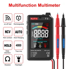 NJTY 1 Pc NJTY T3 Ultra-Slim Smart Digital Multimeter, Auto-Ranging, USB Rechargeable, 4000 Counts, Auto Ranging, Detecting Voltage, Resistance, NCV, Live Wire, High-Precision, All-In-One Electrical Testing Kit