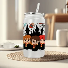 1pc 16oz Creative Multiple Pattern Harry Potter Frosted Plastic Tumbler Cup - Multicolor - View 4
