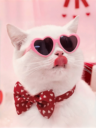 PETSIN 寵物心形眼鏡 - 狗和貓的有趣照片道具，可愛的配件，寵物太陽眼鏡
