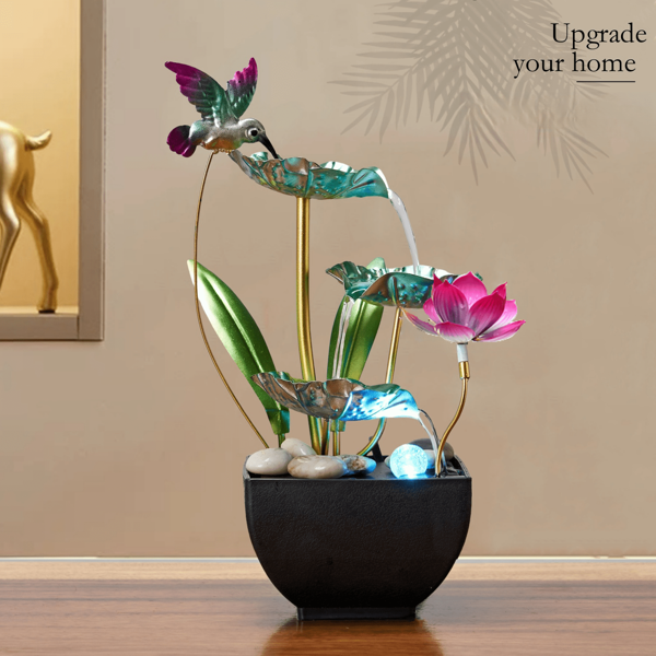 3-Tier Hummingbird Desktop Fountain Decor, Indoor Noise Reduction For Office, Entryway, Housewarming Gift