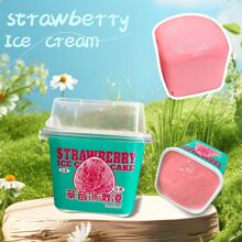 1 pieza Juego de juguetes aplanadores con temática de tarta de helado de fresa - Juguetes ocupados, bola de presión suave de poliéster termoplástico, regalos de fiesta, premios divertidos, juegos de dedos - La tarta de helado simulada en caja es adecuada para regalos y cumpleaños, juguetes aplanadores duraderos, novedades e ideales para regalos en días festivos