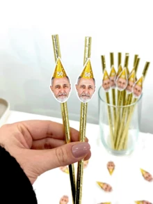 12 Pcs Custom Face Straws - 50th Birthday Decorations For Women And Men - Funny Birthday Straws - Photo Straws - 55th Birthday Tableware Decor,Multi-Functional,Ornamental,Reusable,Exquisite,Stylish,High-Quality,Colorful,Modern,Custom,Personalized,Unique,Warm Ambience, Autumn Home Refresh, Home Harmony,Office Decor - Multicolor - View 4