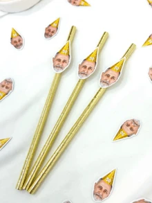 12 Pcs Custom Face Straws - 50th Birthday Decorations For Women And Men - Funny Birthday Straws - Photo Straws - 55th Birthday Tableware Decor,Multi-Functional,Ornamental,Reusable,Exquisite,Stylish,High-Quality,Colorful,Modern,Custom,Personalized,Unique,Warm Ambience, Autumn Home Refresh, Home Harmony,Office Decor - Multicolor - View 7