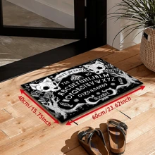 1pc Cat Skull Pattern Anti-Slip Diatomite Carpet, 3D Printed Rectangular Rug For Entryway, Living Room, Kitchen, Bedroom, Hallway, Bathroom, Laundry Room - Polyester Carpet For Indoor Outdoor Home Decor
