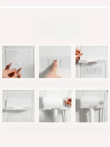 1pc Wall-Mounted Hair Dryer Holder With Plug Hook, Bathroom Storage Rack, Easy To Use Styling Tool Organizer, No Drill Required Bathroom Organizer Bathroom Decor Summer