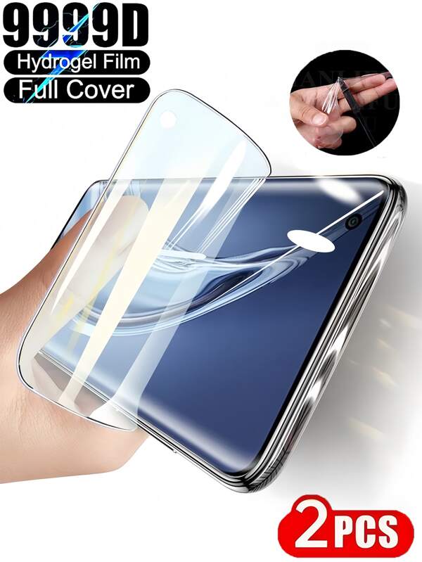 2pcs Full Cover Hydrogel Film Compatible With IPhone/Compatible With Samsung Galaxy/Honor/Mi/RedmiSoft HD Screen Protector Film, Anti-Scratch, Anti-Fingerprint, [Not Glass]Support Fingerprint Unlocking, Easy To Paste, Scratch Resistant ﻿