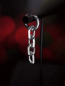 1 Pair Stainless Steel Simple Chunky Chain Hoop Earrings, Versatile For Everyday Use, Unisex