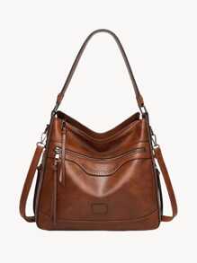 Bolso de hombro de piel sintética de moda, bolso tipo mensajero, bolso de mano para dama, bolso de mujer con flecos, bolso de tote vintage con correa ajustable para uso diario, trabajo y negocios de las mujeres