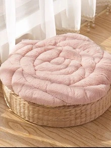 1pc Rose Plush Seat Cushion, Warm Non-Slip Anti-Dirty Thick Tatami Mat Chair Pad For Autumn/Winter