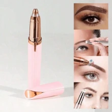 1 件 USB 充电电动修眉器，女士修眉器，鼻毛修剪器，卸妆器，多功能身体剃须刀，卸妆刷，口红形状，用于眉毛和面部剃须 - 彩色 - 查看 18