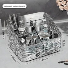 1 Stück acrylische Wellendesign Kosmetikaufbewahrungsbox, geeignet für Hautpflege, Lippenstifte, Badeartikel, Nagellack, Pinsel, Parfüm im Badezimmer, auf dem Schreibtisch, im Schlafzimmer, Schminktisch, Schmuckkasten, Tasche, Makeup Pinselhalter, Pinselhalter, Parfümorganizer, Tasche