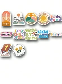 52pcs Jesus Christian Cartoon Graffiti Stickers,Bible Quote Stickers, Cartoon Doodle Stickers, Decorating Mobile Phones, Laptops, Suitcases,Guitars,