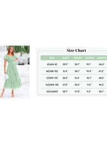 Women's Pleated Mid-Length Tulle Dress Summer Puffy Short Sleeve Square Collar Ruffled Wedding Guest Party Dress - Xám Xanh Lá Cây - Xem 6
