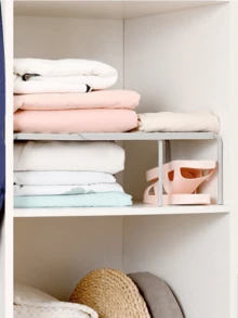 1 Piece Of Layered Shoe Rack, Kitchen Space Saving Shelf, Family Living Room, Dormitory Plastic Shoes, Slippers, Retractable Storage Rack,Foldable And Retractable Shoe Home Storage Rack,Wardrobe Partition Board - Grey - View 7