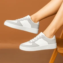 Tênis Feminino Casual BasicAir Estiloso Moderno Urbano Cinza Fashion - Cinza - Visão 3