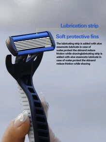 Barbeador de Segurança Manual Masculino, Lâminas de Aço Inoxidável de 6 Camadas, Removedor de Pelos, Cabeça de Barbear Substituível
