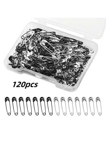 120pcs/Box Mini Pins, Suitable For DIY Clothing And Crafts - Black And White Colors - Durable And Rust-Resistant