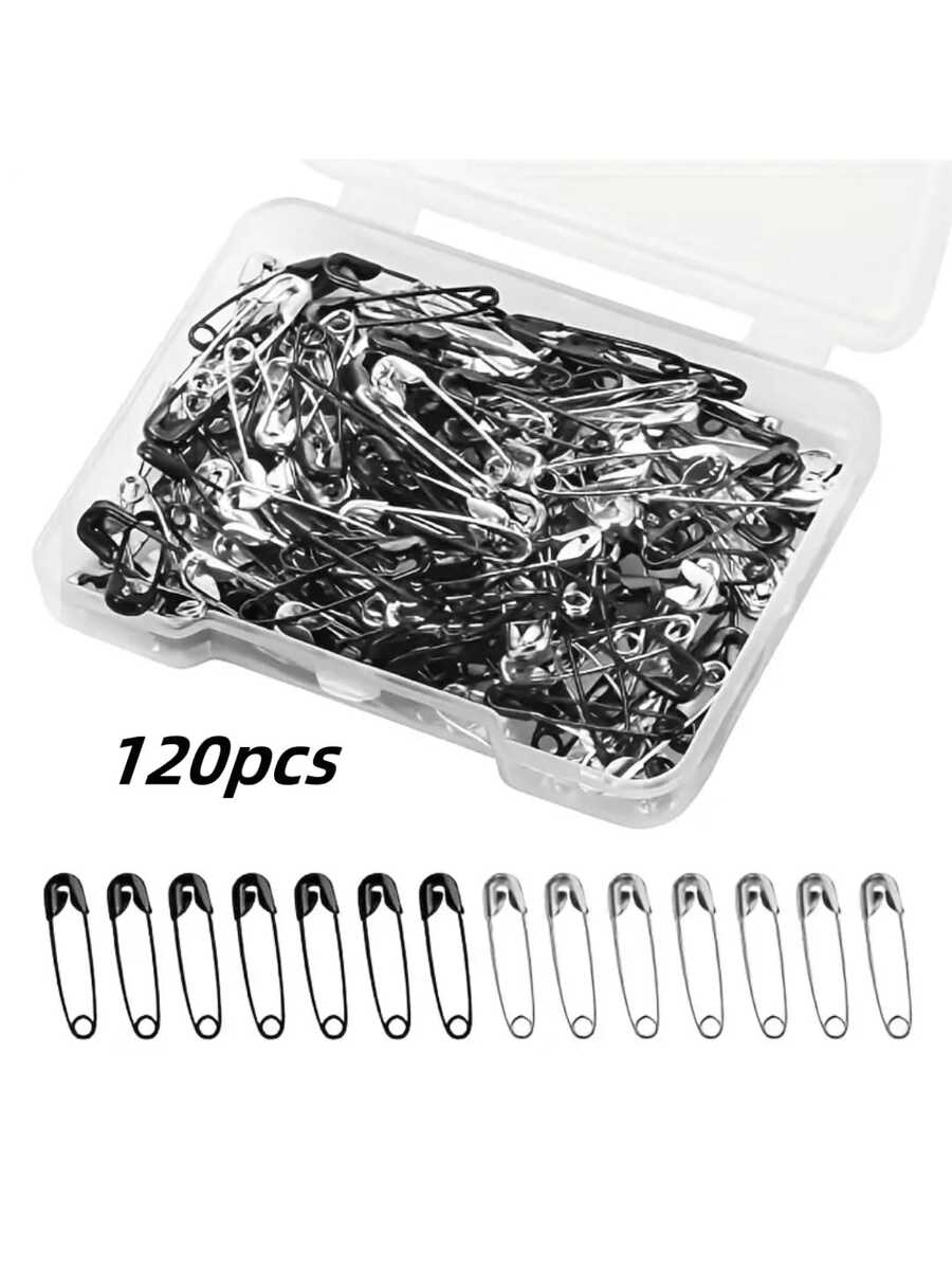 120pcs/Box Mini Pins, Suitable For DIY Clothing And Crafts - Black And White Colors - Durable And Rust-Resistant