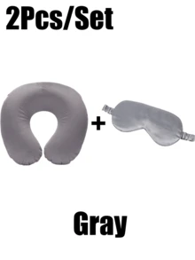2Pcs/Set Sleep Mask Natural Sleeping+Solid Color U-Shaped Pillow, Eye Mask Eyeshade Cover Shade Eye Patch, Women Men Soft Portable Blindfold Travel Eyepatch, 3D Contoured Cup Sleeping Mask, Soft Breathable Sleep Eye Mask With Adjustable Elastic Strap For Flight Nap, Travel Pillow, Comfortable, Neck Pillow For Travel, Home, Office, Train, Self-Driving, Travel And Home Camping Supplies Bag For School School Accessories School Stuff