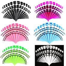 SWANJO 48pcs Heart Acrylic Ear Gauges Expander Black Clear Purple Pink 14G-00G Ear Taper Stretching Kits - 48pcs Set - View 1