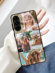 1 pieza Estuche de teléfono de vidrio personalizado y a prueba de golpes compatible con 4 en 1 de alta definición para S24/S24 Plus/S24 FE/S24 Ultra, S25/S25 Plus/S25 Ultra y otros teléfonos Android