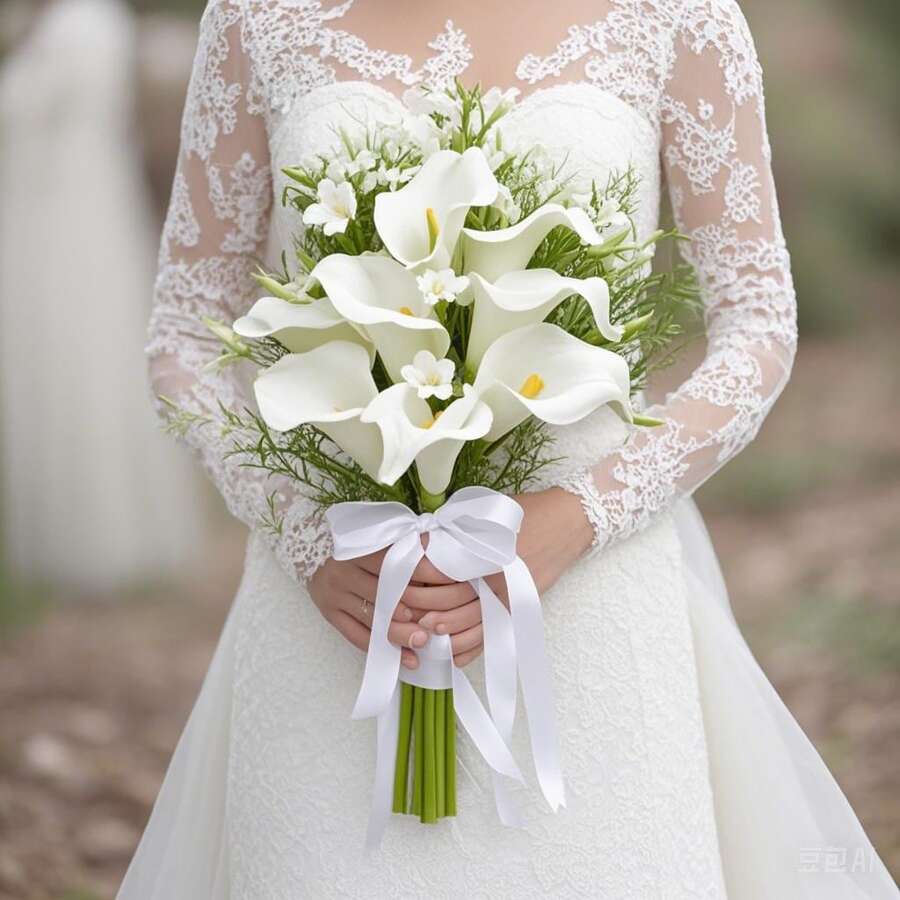 人造花假马蹄莲花婚礼花束，适合新娘伴娘，真实触感马蹄莲花仿花布置花束，适合家庭花园办公室派对婚礼花束中心装饰花家居装饰