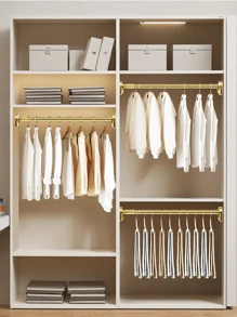 Barra de tensión ajustable de oro - Material de acero inoxidable, tapas de plástico en los extremos, instalación sin taladrar, adecuada para cortinas de ducha, cortinas, almacenamiento de ropa y tendedero de balcón, disponible en múltiples tamaños