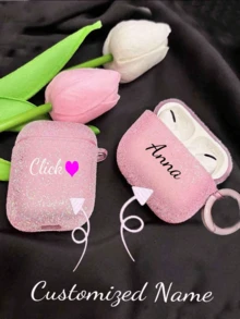Personalized Heart-Shaped Non-Slip Airpods Protective Case, Customized Pro2/Pro3 Bluetooth Headset Protective Case, Travel Essential, Printed With Names And Letters, Inlaid With Crystals, Compatible With AirPods 2/3, Cute Pink, Personalized Bluetooth Headset Shell Protective Case, Customized Ideal Gift, Suitable For Outdoor, Beach, Travel, Birthday, Graduation Ceremony, Wedding, Mother's Day, Father's Day And Other Occasions.