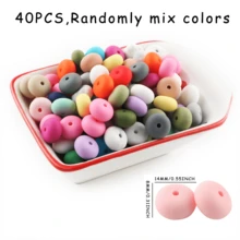 40pcs/Set, Bead&Bead Assortment, 14mm Silicone Beads, Abacus Decorative Beads, Suitable For DIY Handmade Bracelets, Bead Pens, Etc - Multicolor - View 8