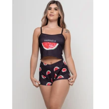 Baby Doll Suede Blogger Wave Virginia Cropped Shorts Women - Rosado Sandía - Ver 1