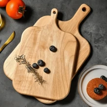 Tocător din lemn de trandafir cu mâner, tocător multifuncțional din lemn pentru brânzeturi, platou din lemn pentru aperitive, tocător cu fructe, potrivit pentru tăierea cărnii, pâinii, legumelor, fructelor, tocător durabil, esențial pentru bucătărie, sufragerie, călătorii, ușor de curățat, tocător din lemn reutilizabil.