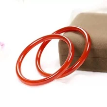 1Pc Natural Ice-Type Crystal Agate Jingle Bracelet, 4mm Thin Crystal Agate Bracelet, Jade Jewelry, Personalized Gift, Fashionable Accessory For Women And Couples, Symbolizing Peace, Freedom And Wealth, Family Happiness, Suitable For Family Gifts, Christmas And Various Festival Party Gifts, Crystal Gifts - Red - View 3