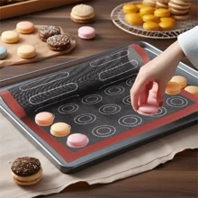 1/2pcs Double Sided Silicone Macaron Baking Mat - Heat Resistant Non-Stick Oven Liner, Includes Round And Square Shapes, Suitable For Cookies, Pastries, Bread - Easy To Clean, Durable Kitchen Accessory, Pastry Prep Mat | Easy Clean Design | Versatile Baking Tray