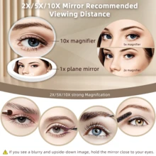LED Makeup Mirror, Foldable & Portable, 2X/5X/10X Magnification, 3-Brightness Modes, USB Rechargeable, Ideal For Makeup Touch-Ups, Holiday & Creative Gift - Multicolor - View 3