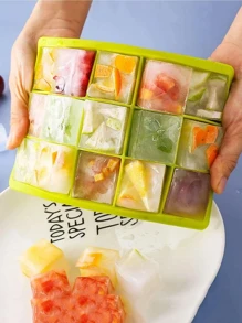 1 Purple Silicone 15 Grid Ice Box With Lid, Suitable For Household Square Ice Boxes, Ice Trays, Summer Ice Boxes And Ice Trays, Kitchen Accessories, Multiple Compartments, Homemade Refrigerator Ice Making Molds, Summer, Heat Reduction, Coolness