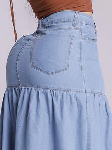 Taue Jeans Women's Long Jeans Skirt Tres Marias Without Lycra High Waist Round Denim Fashion - 輕便牛仔褲 - 查看 7