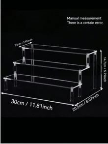 1pc Acrylic Trapezoid Display Rack, 3-Tier Trapezoid Display Shelf, Home Storage Display Rack, Jewelry & Cosmetics Display Rack, Multi-Layer Transparent Organizer Display Rack, Cake Stand, Perfume Rack, School Supplies, Back To School Season