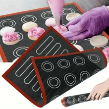 1/2pcs Double Sided Silicone Macaron Baking Mat - Heat Resistant Non-Stick Oven Liner, Includes Round And Square Shapes, Suitable For Cookies, Pastries, Bread - Easy To Clean, Durable Kitchen Accessory, Pastry Prep Mat | Easy Clean Design | Versatile Baking Tray