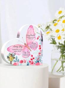 1 pièce Cadeau en acrylique, décoration de verset biblique et motivationnel en forme de cœur pour femme. Cadeau d'anniversaire parfait pour les femmes fidèles, plaque et panneau pour la décoration de la pièce.