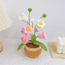 1 cây Bonsai hoa Tulip may mắn đan móc thủ công, chậu hoa trang trí xe hơi cho phòng khách lễ Phục sinh - Nhiều màu - Xem 22
