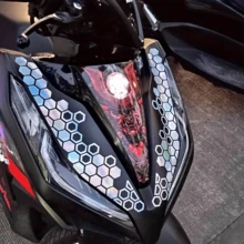 2 paquetes de calcomanías reflectantes tipo panal de motocicleta, de material PVC, calcomanías de vinilo para el Body para scooters, cascos y defensas, accesorio personalizable para la modificación de motocicletas