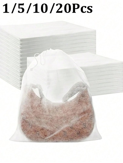 1/5/10/20Pcs Dust Covers With Drawstring - Lightweight Non-Woven Storage Pouches For Handbags, Purses, Shoes - Breathable Cloth Bags For Travel & Home Use, Hanging Shoe Organizers